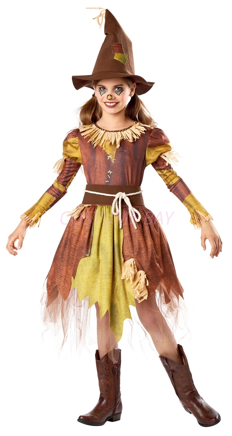 Girls Halloween The Wizard of Oz Scarecrow Fancy Dress Costume Book ...