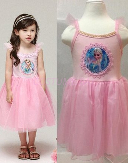Picture of Frozen Princess Elsa Anna Costume Dress - Pink