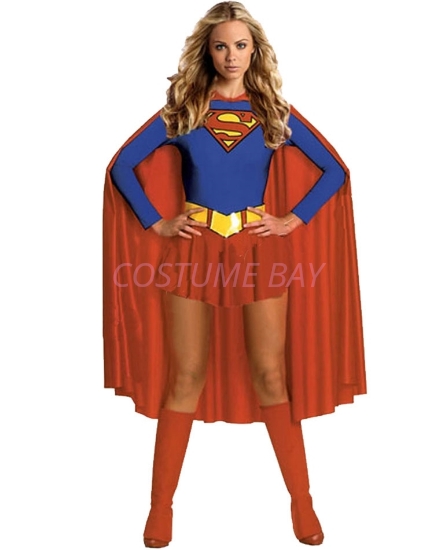 Picture of Superhero Supergirl Super Woman Costume With Long Cape