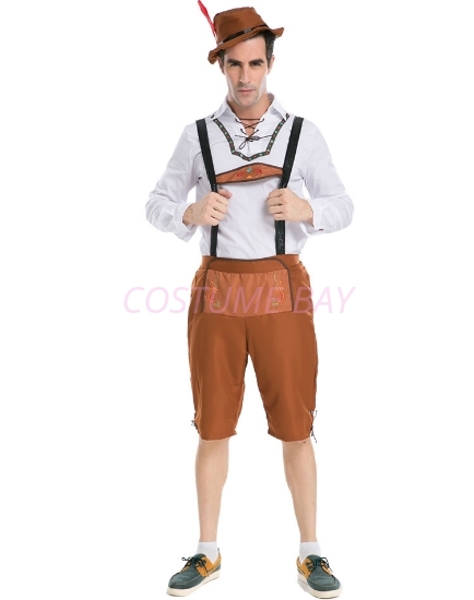 Picture of Mens Lederhosen Oktoberfest Bavarian German Beer Costume Brown