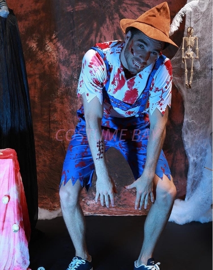 Picture of Bavarian Guy Mens Blood-Splattered Zombie Lederhosen Halloween Costume