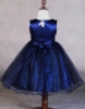 Picture of Girls Floral Formal Wedding Bridesmaids Flower Dress  -Navy Blue