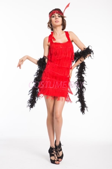 Picture of 1920's Charleston Flapper Dress Back Bow - Red