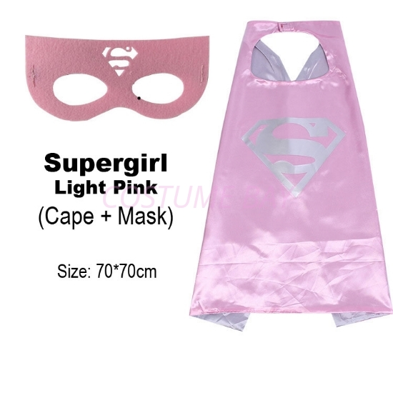 Picture of Kids PJ Superhero Cape &  Mask Set - Light Pink Supergirl