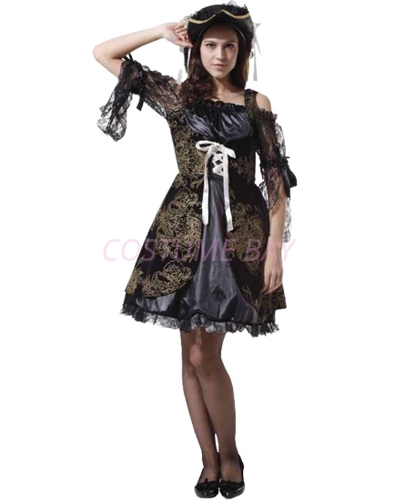 Picture of Womens Pirate Caribbean  Captain Costume - Black