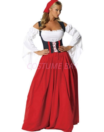 Picture of Oktoberfest German Bavarian Beer Maid Costume Long Dress