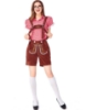 Picture of Ladies Oktoberfest Bavarian Beer Maid Costume Set - Red Shirt + Brown Short