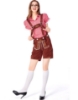 Picture of Ladies Oktoberfest Bavarian Beer Maid Costume Set - Red Shirt + Brown Short