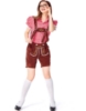 Picture of Ladies Oktoberfest Bavarian Beer Maid Costume Set - Red Shirt + Brown Short