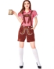 Picture of Ladies Oktoberfest Bavarian Beer Maid Costume Set - Red Shirt + Brown Short