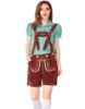 Picture of Ladies Oktoberfest Bavarian Beer Maid Costume Set - Green Shirt + Brown Short