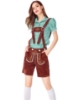 Picture of Ladies Oktoberfest Bavarian Beer Maid Costume Set - Green Shirt + Brown Short