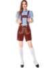 Picture of Ladies Oktoberfest Bavarian Beer Maid Costume Set - Blue Shirt + Brown Short