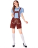 Picture of Ladies Oktoberfest Bavarian Beer Maid Costume Set - Blue Shirt + Brown Short