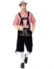 Picture of Bavarian Guy Mens Lederhosen Red Shirt + Black Shorts