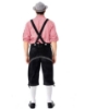 Picture of Bavarian Guy Mens Lederhosen Red Shirt + Black Shorts