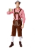 Picture of Bavarian Guy Mens Lederhosen Red Shirt + Brown Shorts