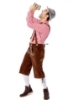 Picture of Bavarian Guy Mens Lederhosen Red Shirt + Brown Shorts