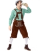 Picture of Bavarian Guy Mens Lederhosen Green Shirt + Brown Shorts