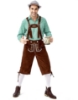 Picture of Bavarian Guy Mens Lederhosen Green Shirt + Brown Shorts