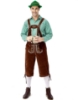 Picture of Bavarian Guy Mens Lederhosen Green Shirt + Brown Shorts