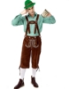 Picture of Bavarian Guy Mens Lederhosen Green Shirt + Brown Shorts