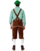 Picture of Bavarian Guy Mens Lederhosen Green Shirt + Brown Shorts