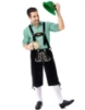 Picture of Bavarian Guy Mens Lederhosen Green Shirt + Black Shorts