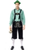 Picture of Bavarian Guy Mens Lederhosen Green Shirt + Black Shorts