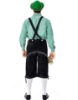 Picture of Bavarian Guy Mens Lederhosen Green Shirt + Black Shorts