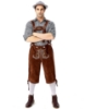 Picture of Bavarian Guy Mens Lederhosen Black Shirt + Brown Shorts