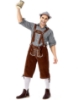 Picture of Bavarian Guy Mens Lederhosen Black Shirt + Brown Shorts + Grey Hat