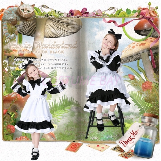 Picture of Girls Alice in Wonderland Book Week Maid Costume - Black