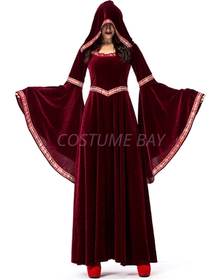 Picture of Womens Medieval Gothic Renaissance Burgundy Gown Costume