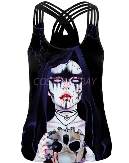 Picture of Womens Halloween 3D Skull Skeleton Print Vest