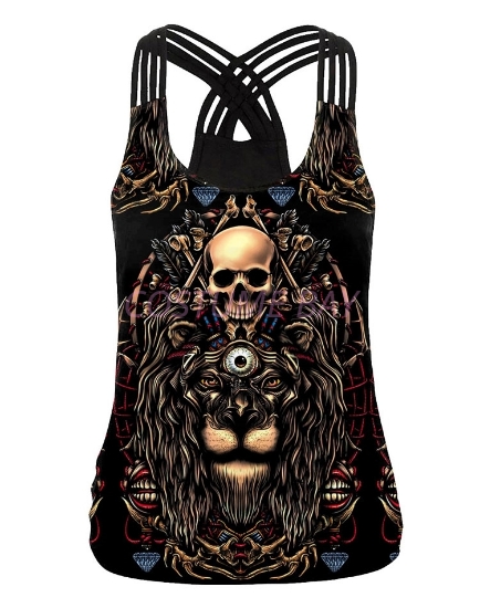 Picture of Womens Halloween 3D Skull Skeleton Print Vest