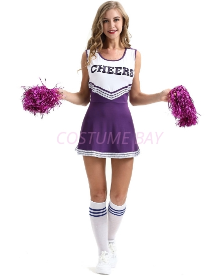 Picture of Cheerleader Costume with Pom Pom - Purple