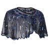 Picture of Vintage Boutique Beaded Sequin Flapper Cape - Black Blue