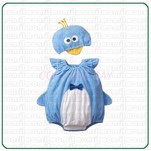 Picture of Baby Rompers Onesie Bodysuit with Hat - Blue Penguin