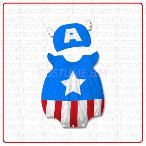 Picture of Baby Rompers Onesie Bodysuit with Hat-CaptainAmerica