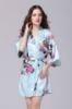 Picture of Women Floral Satin Kimono Robes - Navy