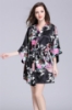 Picture of Women Floral Satin Kimono Robes - Navy