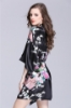 Picture of Women Floral Satin Kimono Robes - Navy