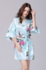 Picture of Women Floral Satin Kimono Robes - Blue
