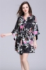 Picture of Women Floral Satin Kimono Robes - Black