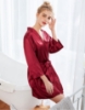 Picture of Women Bridal "Bride" Satin Kimono Robes -Wine Red