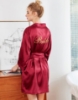 Picture of Women Bridal "Bride" Satin Kimono Robes -Wine Red