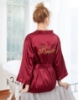 Picture of Women Bridal "Bride" Satin Kimono Robes -Wine Red