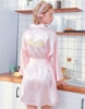 Picture of Women Bridal "Bride" Satin Kimono Robes -Wine Red