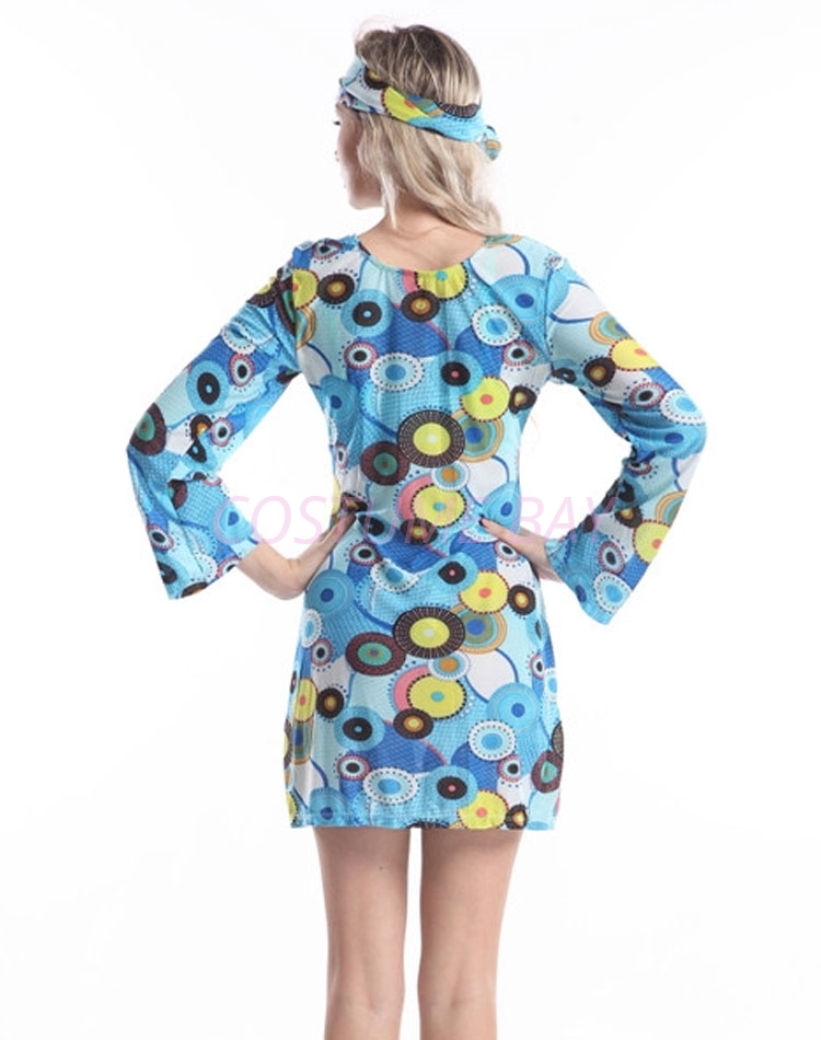 Hippie Disco Costume 1960s/70s Retro Hippie Girl Disco Costume – Groovy Fancy Dress For Hens Party, Halloween Girls 70s Outfit - Foto 8